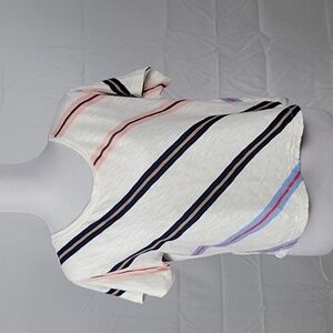 Lou & Grey for LOFT Size XS Multicolor Diagonal Stripe Crop Tee Shirt, EUC